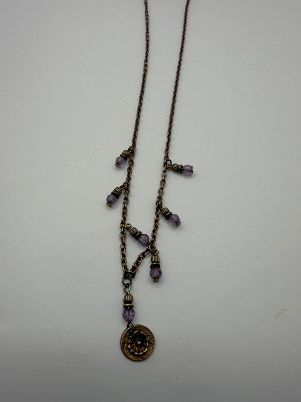 Vintage-Inspired Purple Bead Layered Pendant Necklace